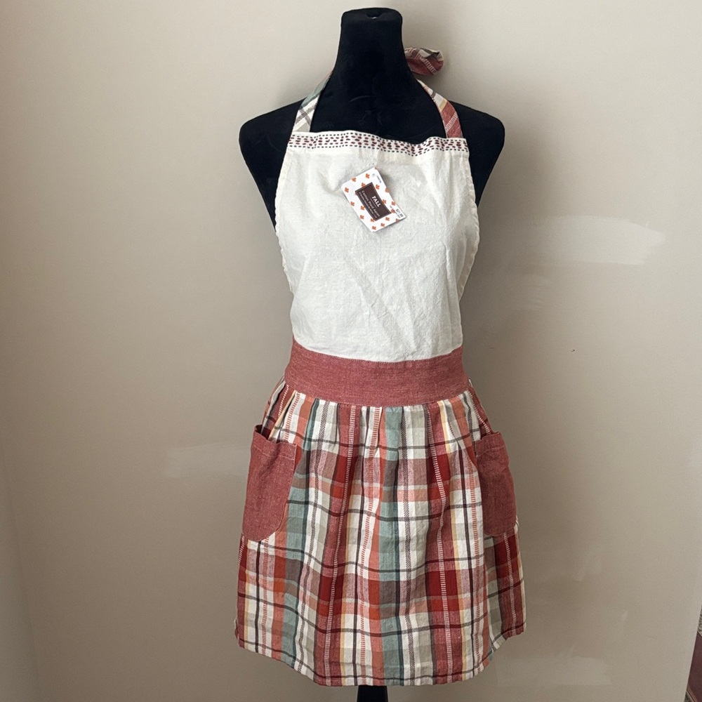 Plaid Apron with Pockets